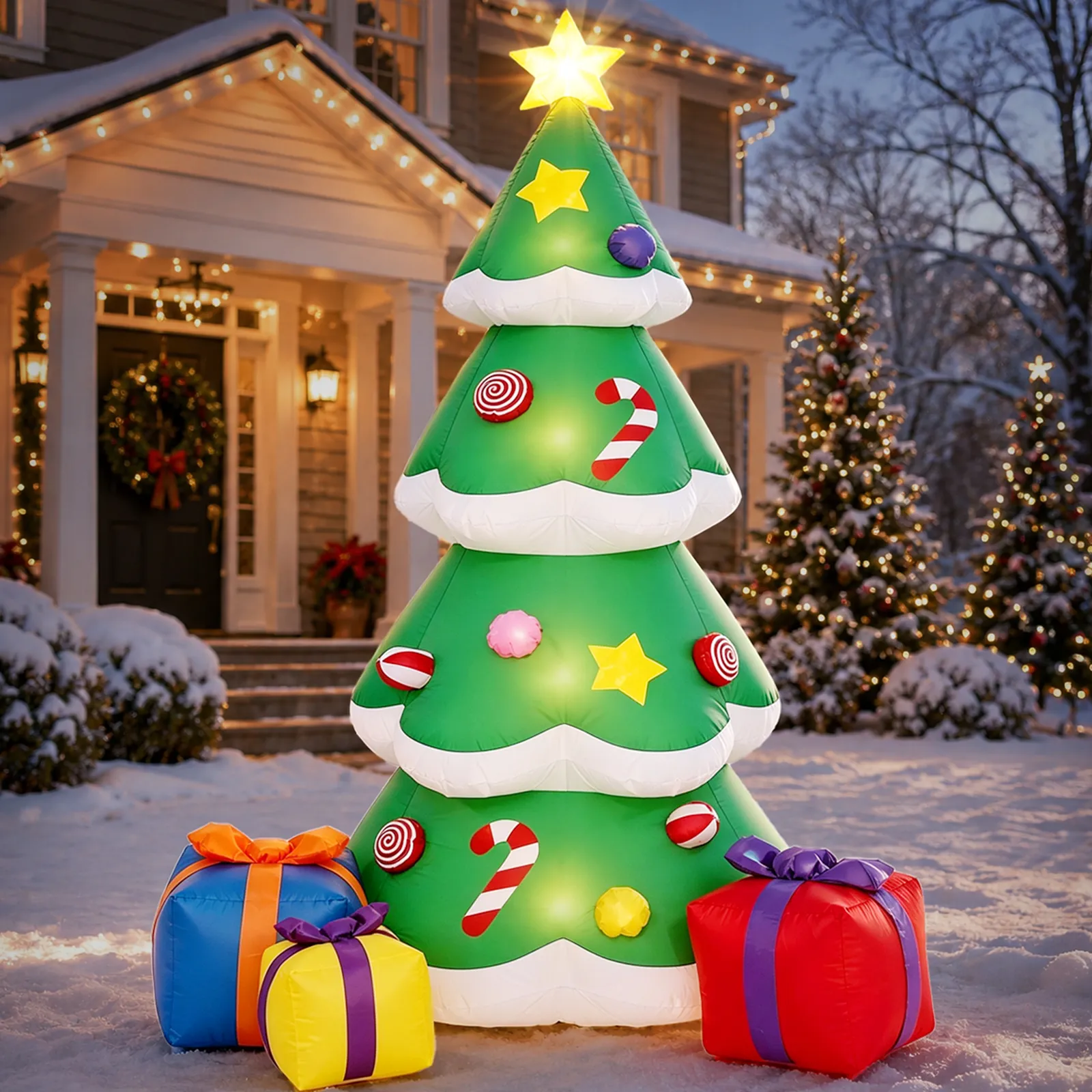 10 ft Inflatable Christmas Tree with Gift Boxes and LED Lights